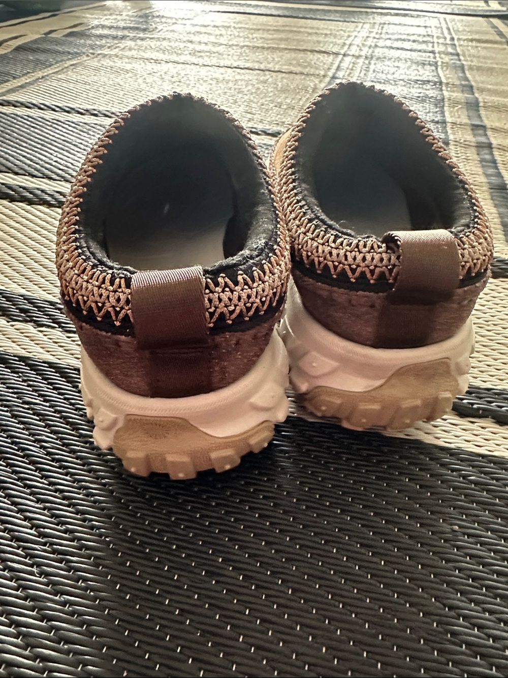 UGG Tan and Dark Brown Suede Slip-On Clogs - Picture 3 of 5